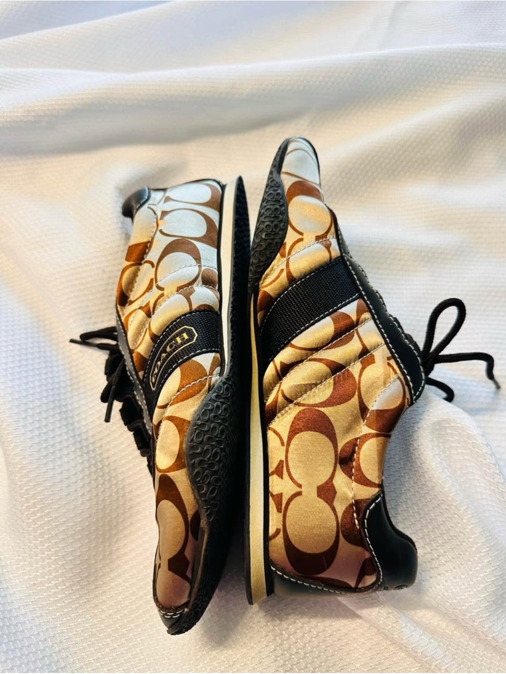 Coach Brown & Tan Signature-Print Lace-Up Sneakers